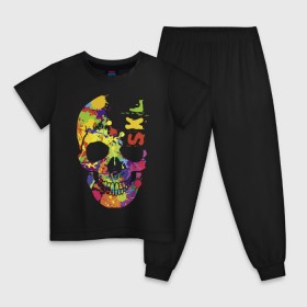 Детская пижама хлопок с принтом Color skull в Белгороде, 100% хлопок |  брюки и футболка прямого кроя, без карманов, на брюках мягкая резинка на поясе и по низу штанин
 | Тематика изображения на принте: 