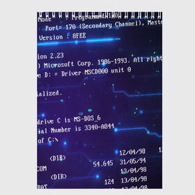 Скетчбук с принтом BIOS CODE в Белгороде, 100% бумага
 | 48 листов, плотность листов — 100 г/м2, плотность картонной обложки — 250 г/м2. Листы скреплены сверху удобной пружинной спиралью | Тематика изображения на принте: hugo weaving | pc | the matrix | код | компьютеры | матрица | матрица 4 | программист | программный код | цифры