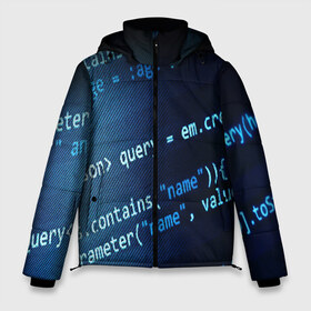 Мужская зимняя куртка 3D с принтом CODE STYLE в Белгороде, верх — 100% полиэстер; подкладка — 100% полиэстер; утеплитель — 100% полиэстер | длина ниже бедра, свободный силуэт Оверсайз. Есть воротник-стойка, отстегивающийся капюшон и ветрозащитная планка. 

Боковые карманы с листочкой на кнопках и внутренний карман на молнии. | hugo weaving | pc | the matrix | код | компьютеры | матрица | матрица 4 | программист | программный код | цифры
