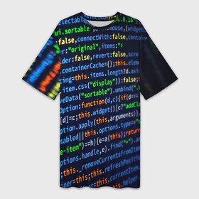 Платье-футболка 3D с принтом ПРОГРАММИРОВАНИЕ в Белгороде,  |  | Тематика изображения на принте: hugo weaving | pc | the matrix | код | компьютеры | матрица | матрица 4 | программист | программный код | цифры