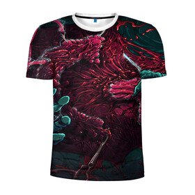 Мужская футболка 3D спортивная с принтом CS GO hyper beast skin в Белгороде, 100% полиэстер с улучшенными характеристиками | приталенный силуэт, круглая горловина, широкие плечи, сужается к линии бедра | awp | counter strike | cs go | cs go global offensive | hyper beast | skin cs | team cs | команды cs | скины оружия | скоростной зверь | хайпер бист