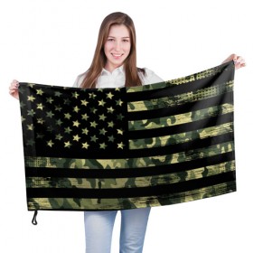 Флаг 3D с принтом American Flag Camo в Белгороде, 100% полиэстер | плотность ткани — 95 г/м2, размер — 67 х 109 см. Принт наносится с одной стороны | eagle | states | united | usa | армейские | армия | камуфляж | орел | служба | снайпер | соединенных | солдат | сша | форма | штатов