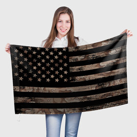 Флаг 3D с принтом American Flag Camo в Белгороде, 100% полиэстер | плотность ткани — 95 г/м2, размер — 67 х 109 см. Принт наносится с одной стороны | eagle | states | united | usa | армейские | армия | камуфляж | орел | служба | снайпер | соединенных | солдат | сша | форма | штатов