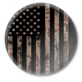 Значок с принтом American Flag Camo в Белгороде,  металл | круглая форма, металлическая застежка в виде булавки | eagle | states | united | usa | армейские | армия | камуфляж | орел | служба | снайпер | соединенных | солдат | сша | форма | штатов