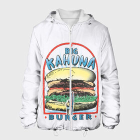 Мужская куртка 3D с принтом Big Kahuna Burger в Белгороде, ткань верха — 100% полиэстер, подклад — флис | прямой крой, подол и капюшон оформлены резинкой с фиксаторами, два кармана без застежек по бокам, один большой потайной карман на груди. Карман на груди застегивается на липучку | Тематика изображения на принте: big kahuna | burger | kahuna | pulp fiction | голливуд | кино | криминальное чтиво