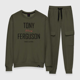 Женский костюм хлопок с принтом Tony Ferguson в Белгороде, 100% хлопок | на свитшоте круглая горловина, мягкая резинка по низу. Брюки заужены к низу, на них два вида карманов: два 