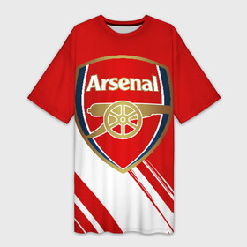 Платье-футболка 3D с принтом Arsenal в Белгороде,  |  | arsenal | arsenal fc | the gunners | английский клуб | арсенал | лондон | лондонский арсенал | премьер лига | футбол | футболист | футбольный клуб