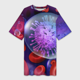 Платье-футболка 3D с принтом Лейкоциты и клетка в Белгороде,  |  | вены | внутренности | кровь | лейкоциты | медицина | операция | разрез | сердце | строение человека | ужас | ужасы | частицы