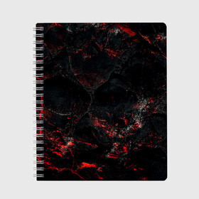Тетрадь с принтом Red and Black в Белгороде, 100% бумага | 48 листов, плотность листов — 60 г/м2, плотность картонной обложки — 250 г/м2. Листы скреплены сбоку удобной пружинной спиралью. Уголки страниц и обложки скругленные. Цвет линий — светло-серый
 | black | blood | metal | red | texture | абстракция | камень | краски | красная | красно черное | кровь | лава | метал | текстура | черная