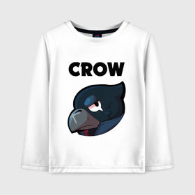 Детский лонгслив хлопок с принтом BRAWL STARS CROW в Белгороде, 100% хлопок | круглый вырез горловины, полуприлегающий силуэт, длина до линии бедер | android | brawl stars | colt | crow | games | leon | penny | poco. | shelly | spike | wanted | брав | бравл старс | звезды | игры | мобильные игры | старс