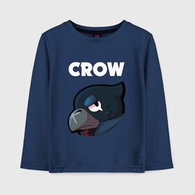 Детский лонгслив хлопок с принтом BRAWL STARS CROW в Белгороде, 100% хлопок | круглый вырез горловины, полуприлегающий силуэт, длина до линии бедер | android | brawl stars | colt | crow | games | leon | penny | poco. | shelly | spike | wanted | брав | бравл старс | звезды | игры | мобильные игры | старс