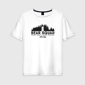 Женская футболка хлопок Oversize с принтом Крутой медвежий отряд в Белгороде, 100% хлопок | свободный крой, круглый ворот, спущенный рукав, длина до линии бедер
 | we bare bears | белый | вся правда о медведях | гриз | гризз | гризли | медведь | мы обычные медведи | пан пан | панда | три обычных медведя