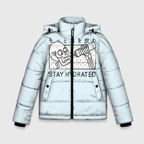 Зимняя куртка для мальчиков 3D с принтом STAY HYDRATED в Белгороде, ткань верха — 100% полиэстер; подклад — 100% полиэстер, утеплитель — 100% полиэстер | длина ниже бедра, удлиненная спинка, воротник стойка и отстегивающийся капюшон. Есть боковые карманы с листочкой на кнопках, утяжки по низу изделия и внутренний карман на молнии. 

Предусмотрены светоотражающий принт на спинке, радужный светоотражающий элемент на пуллере молнии и на резинке для утяжки | Тематика изображения на принте: death | japan | skeleton | sport | vegan | water | yoga | веган | вегетарианство | вода | йога | скелет | спорт | хэллоуин | череп | япония