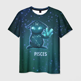 Мужская футболка 3D с принтом Рыбы в Белгороде, 100% полиэфир | прямой крой, круглый вырез горловины, длина до линии бедер | вселенная | гороскоп | знаки зодиака | зодиак | космос | медитация | планеты