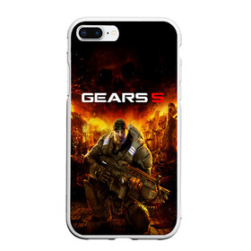 Чехол для iPhone 7Plus/8 Plus матовый с принтом GEARS 5 в Белгороде, Силикон | Область печати: задняя сторона чехла, без боковых панелей | alien | combat | fight | game | gears 5 | gears of war | gun | human | man | monsters | powerful | saw | strong | war | weapon | игры