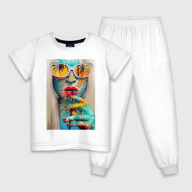 Детская пижама хлопок с принтом поп арт в Белгороде, 100% хлопок |  брюки и футболка прямого кроя, без карманов, на брюках мягкая резинка на поясе и по низу штанин
 | 