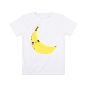 Детская футболка хлопок с принтом Веселенький бананчик в Белгороде, 100% хлопок | круглый вырез горловины, полуприлегающий силуэт, длина до линии бедер | Тематика изображения на принте: банан | веселье | карикатура | фрукты