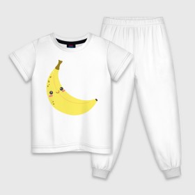 Детская пижама хлопок с принтом Веселенький бананчик в Белгороде, 100% хлопок |  брюки и футболка прямого кроя, без карманов, на брюках мягкая резинка на поясе и по низу штанин
 | банан | веселье | карикатура | фрукты