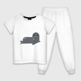 Детская пижама хлопок с принтом Миленький тюлень в Белгороде, 100% хлопок |  брюки и футболка прямого кроя, без карманов, на брюках мягкая резинка на поясе и по низу штанин
 | животные | карикатура | милота | тюлень | тюленьчик