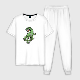 Мужская пижама хлопок с принтом Динозавр в Белгороде, 100% хлопок | брюки и футболка прямого кроя, без карманов, на брюках мягкая резинка на поясе и по низу штанин
 | 