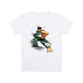 Детская футболка хлопок с принтом Street Fighter Ryu в Белгороде, 100% хлопок | круглый вырез горловины, полуприлегающий силуэт, длина до линии бедер | Тематика изображения на принте: street fighter ryu