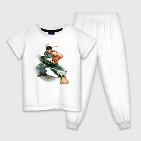 Детская пижама хлопок с принтом Street Fighter Ryu в Белгороде, 100% хлопок |  брюки и футболка прямого кроя, без карманов, на брюках мягкая резинка на поясе и по низу штанин
 | Тематика изображения на принте: street fighter ryu