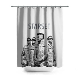 Штора 3D для ванной с принтом Starset Band в Белгороде, 100% полиэстер | плотность материала — 100 г/м2. Стандартный размер — 146 см х 180 см. По верхнему краю — пластиковые люверсы для креплений. В комплекте 10 пластиковых колец | logo | rock | starset | лого | рок | старсет