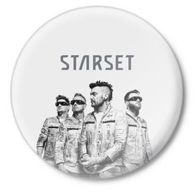Значок с принтом Starset Band в Белгороде,  металл | круглая форма, металлическая застежка в виде булавки | Тематика изображения на принте: logo | rock | starset | лого | рок | старсет