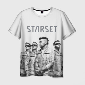 Мужская футболка 3D с принтом Starset Band в Белгороде, 100% полиэфир | прямой крой, круглый вырез горловины, длина до линии бедер | Тематика изображения на принте: logo | rock | starset | лого | рок | старсет