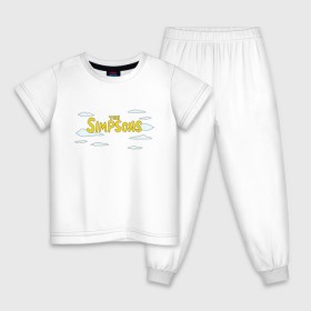 Детская пижама хлопок с принтом Симпсоны в Белгороде, 100% хлопок |  брюки и футболка прямого кроя, без карманов, на брюках мягкая резинка на поясе и по низу штанин
 | simpson | simpsons | заставка | логотип | надпись | название | небо | облака | семейка | симпсон | симпсоны | шрифт