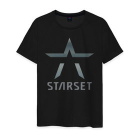 Мужская футболка хлопок с принтом Starset в Белгороде, 100% хлопок | прямой крой, круглый вырез горловины, длина до линии бедер, слегка спущенное плечо. | Тематика изображения на принте: logo | rock | starset | лого | рок | старсет