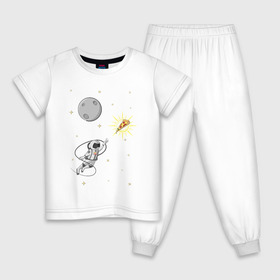 Детская пижама хлопок с принтом Пиццанавт в Белгороде, 100% хлопок |  брюки и футболка прямого кроя, без карманов, на брюках мягкая резинка на поясе и по низу штанин
 | Тематика изображения на принте: астронавт | графика | еда | звезды | космонавт | космос | луна | пицца | рисунок