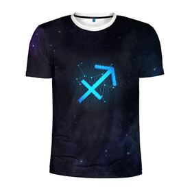 Мужская футболка 3D спортивная с принтом Стрелец в Белгороде, 100% полиэстер с улучшенными характеристиками | приталенный силуэт, круглая горловина, широкие плечи, сужается к линии бедра | вселенная | гороскоп | знаки зодиака | зодиак | космос | медитация | планеты