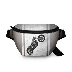 Поясная сумка 3D с принтом Vintage Chopper Motorcycle в Белгороде, 100% полиэстер | плотная ткань, ремень с регулируемой длиной, внутри несколько карманов для мелочей, основное отделение и карман с обратной стороны сумки застегиваются на молнию | 