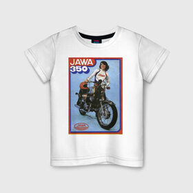 Детская футболка хлопок с принтом Ява в Белгороде, 100% хлопок | круглый вырез горловины, полуприлегающий силуэт, длина до линии бедер | Тематика изображения на принте: jawa | jawa 350 | jawa мотоциклы | купить jawa | мотоцикл | мотоцикл ява | ява | ява 350