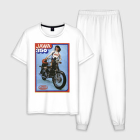 Мужская пижама хлопок с принтом Ява в Белгороде, 100% хлопок | брюки и футболка прямого кроя, без карманов, на брюках мягкая резинка на поясе и по низу штанин
 | jawa | jawa 350 | jawa мотоциклы | купить jawa | мотоцикл | мотоцикл ява | ява | ява 350
