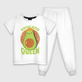 Детская пижама хлопок с принтом Авокадо Королева в Белгороде, 100% хлопок |  брюки и футболка прямого кроя, без карманов, на брюках мягкая резинка на поясе и по низу штанин
 | Тематика изображения на принте: avocado | queen | авокадо | королева | королевы | надписи | надпись