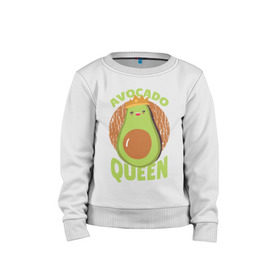 Детский свитшот хлопок с принтом Авокадо Королева в Белгороде, 100% хлопок | круглый вырез горловины, эластичные манжеты, пояс и воротник | avocado | queen | авокадо | королева | королевы | надписи | надпись
