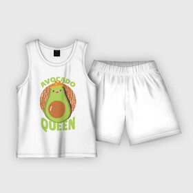Детская пижама с шортами хлопок с принтом Авокадо Королева в Белгороде,  |  | Тематика изображения на принте: avocado | queen | авокадо | королева | королевы | надписи | надпись
