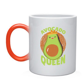 Кружка хамелеон с принтом Авокадо Королева в Белгороде, керамика | меняет цвет при нагревании, емкость 330 мл | avocado | queen | авокадо | королева | королевы | надписи | надпись