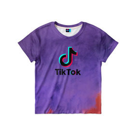 Детская футболка 3D с принтом TikTok в Белгороде, 100% гипоаллергенный полиэфир | прямой крой, круглый вырез горловины, длина до линии бедер, чуть спущенное плечо, ткань немного тянется | Тематика изображения на принте: 