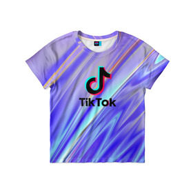 Детская футболка 3D с принтом TikTok в Белгороде, 100% гипоаллергенный полиэфир | прямой крой, круглый вырез горловины, длина до линии бедер, чуть спущенное плечо, ткань немного тянется | 