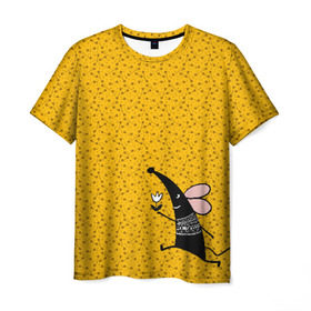 Мужская футболка 3D с принтом Крыса в Белгороде, 100% полиэфир | прямой крой, круглый вырез горловины, длина до линии бедер | 