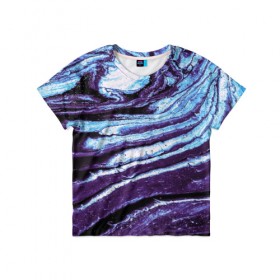 Детская футболка 3D с принтом Фиолетовые краски металлик в Белгороде, 100% гипоаллергенный полиэфир | прямой крой, круглый вырез горловины, длина до линии бедер, чуть спущенное плечо, ткань немного тянется | Тематика изображения на принте: 