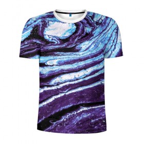Мужская футболка 3D спортивная с принтом Фиолетовые краски металлик в Белгороде, 100% полиэстер с улучшенными характеристиками | приталенный силуэт, круглая горловина, широкие плечи, сужается к линии бедра | Тематика изображения на принте: 