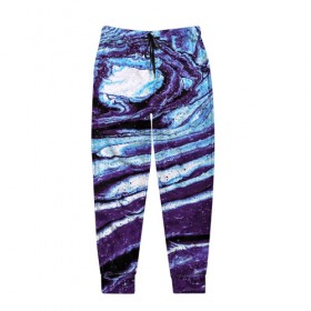 Мужские брюки 3D с принтом Фиолетовые краски металлик в Белгороде, 100% полиэстер | манжеты по низу, эластичный пояс регулируется шнурком, по бокам два кармана без застежек, внутренняя часть кармана из мелкой сетки | Тематика изображения на принте: 