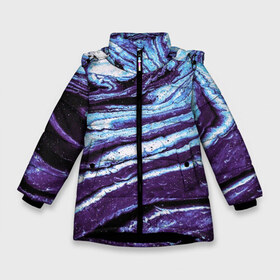 Зимняя куртка для девочек 3D с принтом Фиолетовые краски металлик в Белгороде, ткань верха — 100% полиэстер; подклад — 100% полиэстер, утеплитель — 100% полиэстер. | длина ниже бедра, удлиненная спинка, воротник стойка и отстегивающийся капюшон. Есть боковые карманы с листочкой на кнопках, утяжки по низу изделия и внутренний карман на молнии. 

Предусмотрены светоотражающий принт на спинке, радужный светоотражающий элемент на пуллере молнии и на резинке для утяжки. | Тематика изображения на принте: 