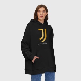 Худи SuperOversize хлопок с принтом JUVENTUS GOLDEN LOGO в Белгороде, 70% хлопок, 30% полиэстер, мягкий начес внутри | карман-кенгуру, эластичная резинка на манжетах и по нижней кромке, двухслойный капюшон
 | cr7 | juve | juventus | ronaldo | роналдо | ювентус