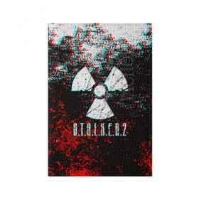 Обложка для паспорта матовая кожа с принтом S.T.A.L.K.E.R. 2 GLITCH в Белгороде, натуральная матовая кожа | размер 19,3 х 13,7 см; прозрачные пластиковые крепления | Тематика изображения на принте: bandit | chernobyl | pripyat | s.t.a.l.k.e.r. 2 | shadow of chernobyl | stalker | stalker 2 | бандиты | меченый | припять | сталкер | сталкер 2 | тени чернобыля | чернобыль | чистое небо