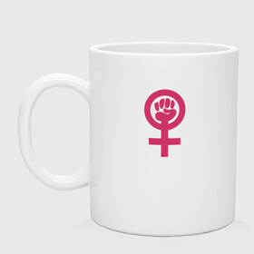 Кружка с принтом Womanpower в Белгороде, керамика | объем — 330 мл, диаметр — 80 мм. Принт наносится на бока кружки, можно сделать два разных изображения | logo | woman | womanpower | женские | женский | женское | знак | знаки | значёк | феминизм | феминистка